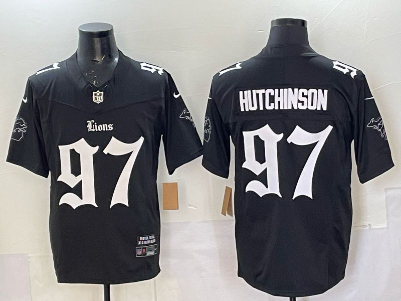 Men 2025 Detroit Lions #97 Hutchinson Black 7th generation Nike Limited NFL Jersey style 01